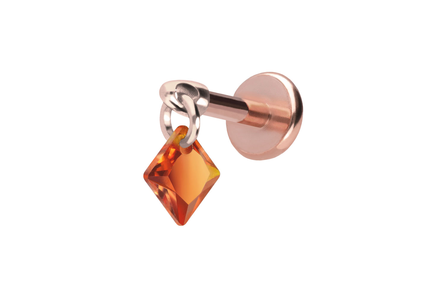 Titan Labret Piercing mit Push Fit KRISTALLQUADRAT